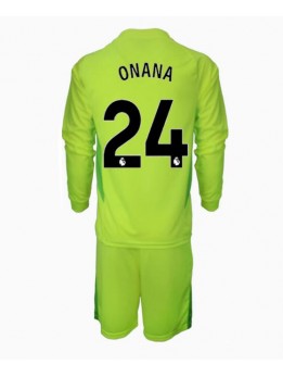 Manchester United Andre Onana #24 Målvakt Replika Borta Kläder Barn 2024-25 Långärmad (+ byxor)
